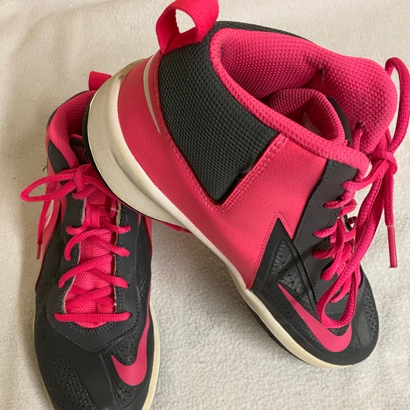 Hot pink & Gray High Top Youth Nikes - Picture 3 of 7